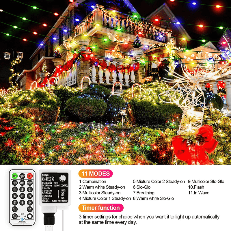 Christmas Lights 720 LED 295ft Color Changing Christmas Lights Outdoor 11 Modes Plug in Fairy Lights Waterproof LED String Lights Christmas Decorations for Home Wedding Party Warm White & Multi-Color Home & Garden > Decor > Seasonal & Holiday Decorations& Garden > Decor > Seasonal & Holiday Decorations ROADAYLY   