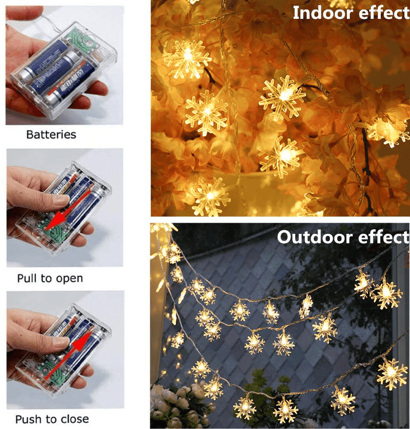 Christmas Lights, Christmas Decorations Snowflake String Lights, 19.6 ft 40 LED Fairy Lights Battery Operated Waterproof for Xmas Garden Patio Bedroom Party Decor Home & Garden > Decor > Seasonal & Holiday Decorations& Garden > Decor > Seasonal & Holiday Decorations KAILEDI   