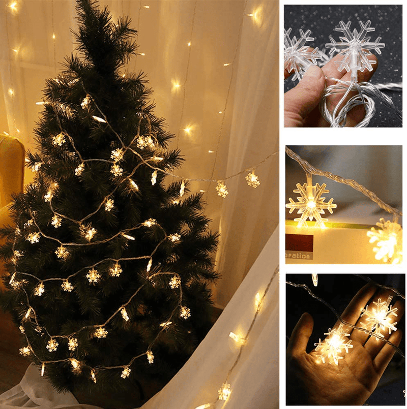 Christmas Lights, Christmas Decorations Snowflake String Lights, 19.6 ft 40 LED Fairy Lights Battery Operated Waterproof for Xmas Garden Patio Bedroom Party Decor Home & Garden > Decor > Seasonal & Holiday Decorations& Garden > Decor > Seasonal & Holiday Decorations KAILEDI   