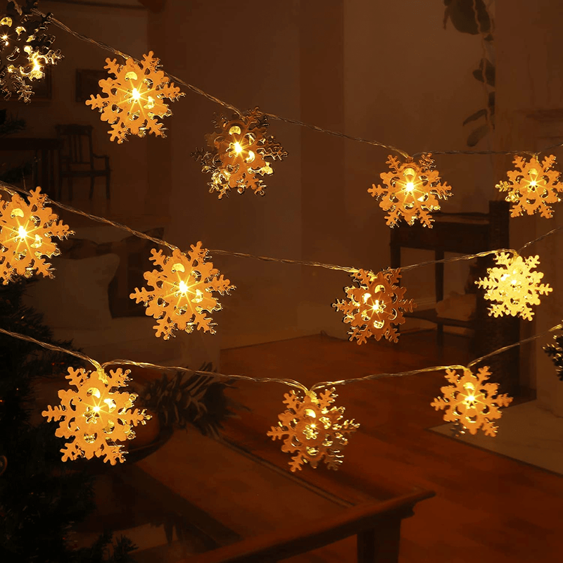 Christmas Lights, Christmas Decorations Snowflake String Lights, 19.6 ft 40 LED Fairy Lights Battery Operated Waterproof for Xmas Garden Patio Bedroom Party Decor Home & Garden > Decor > Seasonal & Holiday Decorations& Garden > Decor > Seasonal & Holiday Decorations KAILEDI Warm Color  