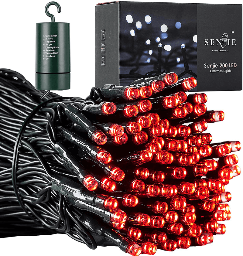 Christmas Lights for Xmas Trees,67 FT 200 LED Battery Operated String Lights with auto Timer，Waterproof 8 Mode Functions Multicolor Lights for Home, Garden, Party and Holiday Decoration Colored Home & Garden > Decor > Seasonal & Holiday Decorations& Garden > Decor > Seasonal & Holiday Decorations Senjie Red  