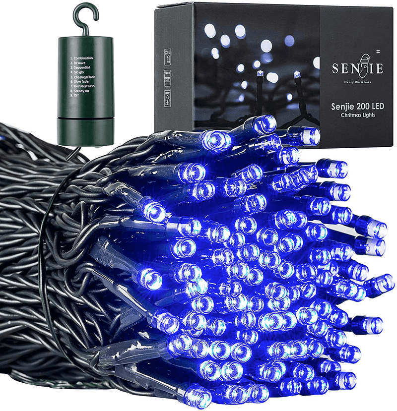 Christmas Lights for Xmas Trees,67 FT 200 LED Battery Operated String Lights with auto Timer，Waterproof 8 Mode Functions Multicolor Lights for Home, Garden, Party and Holiday Decoration Colored Home & Garden > Decor > Seasonal & Holiday Decorations& Garden > Decor > Seasonal & Holiday Decorations Senjie Blue  