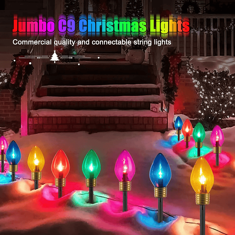 Christmas Lights Jumbo C9 Outdoor Lawn Decorations with Pathway Marker