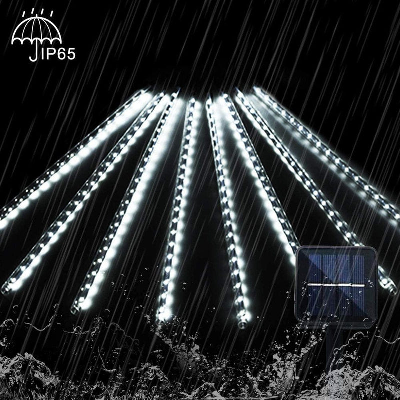 Christmas Lights Outdoor, Meteor Shower Falling Rain Lights 10Cm 10 Tube 200 LED Icicle Cascading Lights for Xmas Tree Wedding Party Decoration, White Home & Garden > Lighting > Light Ropes & Strings QiShi   