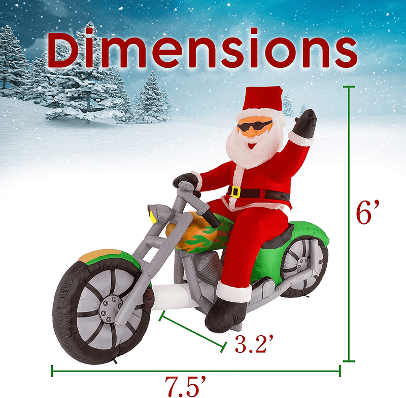 Christmas Masters 6 Foot Inflatable Santa Claus Riding a Motorcycle with Hand Up Waving Hello LED Lights Indoor Outdoor Yard Lawn Decoration - Cute Funny Chopper Xmas Holiday Party Blow Up Display Home & Garden > Decor > Seasonal & Holiday Decorations& Garden > Decor > Seasonal & Holiday Decorations TCP Global   