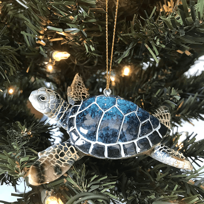 Christmas Ornaments - Home Decor - Hand-Painted Blue Sea Turtle - Best for Tree Hanging, Bathroom Decorations, Stocking Stuffers, Scuba Lovers and Ocean Enthusiasts Home & Garden > Decor > Seasonal & Holiday Decorations rengöra   