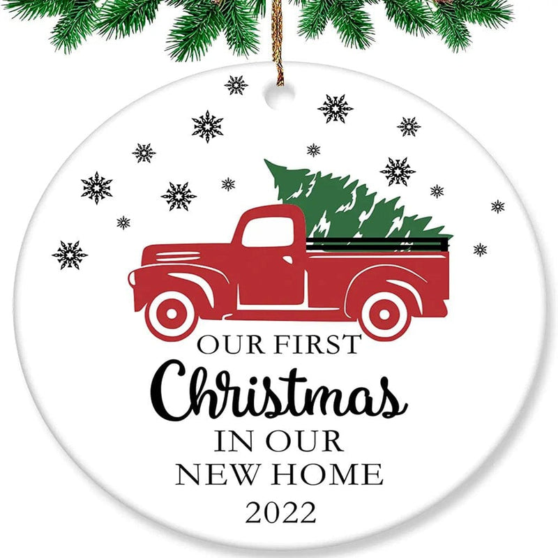 Christmas Ornaments-Reindeer Christmas Tree Decorations, Wishes Gift for Christmas Party, Double-Sided Personalized Christmas Ornaments 2022  SESIIduo Red Truck Our First Christmas  