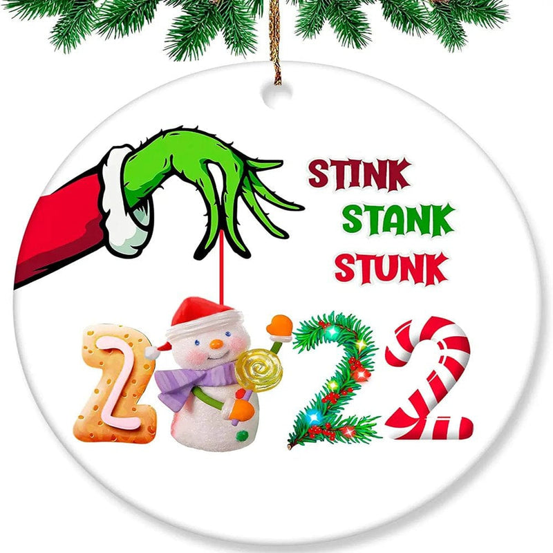 Christmas Ornaments-Reindeer Christmas Tree Decorations, Wishes Gift for Christmas Party, Double-Sided Personalized Christmas Ornaments 2022  SESIIduo Grinch Steals the Snowman  