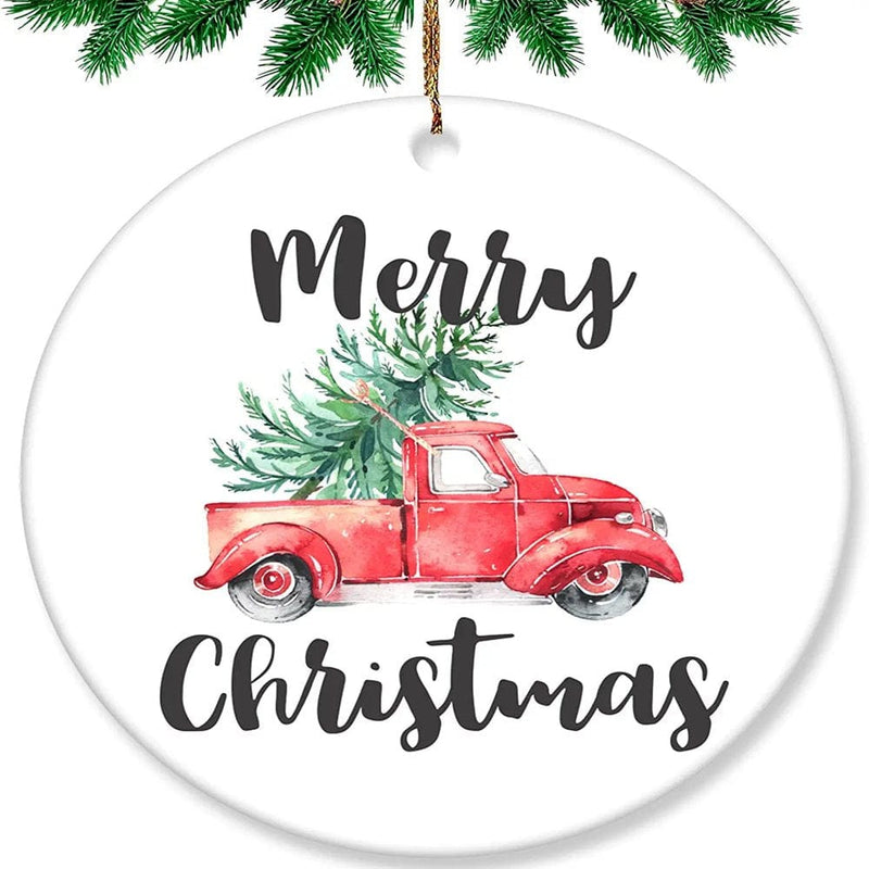Christmas Ornaments-Reindeer Christmas Tree Decorations, Wishes Gift for Christmas Party, Double-Sided Personalized Christmas Ornaments 2022  SESIIduo Red Truck Merry Christmas  