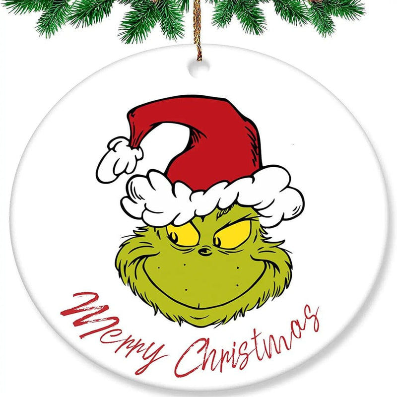 Christmas Ornaments-Reindeer Christmas Tree Decorations, Wishes Gift for Christmas Party, Double-Sided Personalized Christmas Ornaments 2022  SESIIduo Grinch Face Merry Christmas  