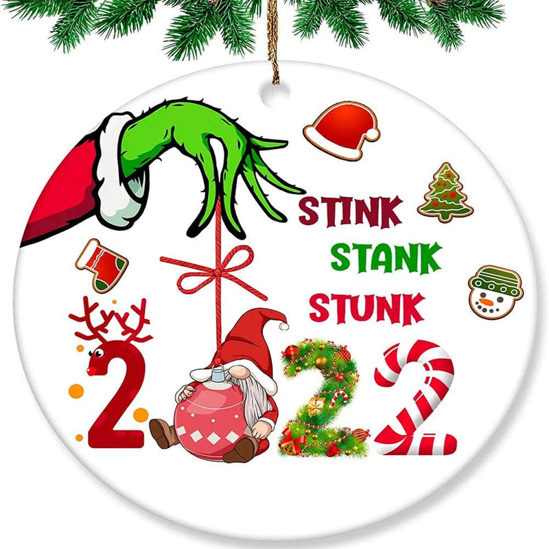 Christmas Ornaments-Reindeer Christmas Tree Decorations, Wishes Gift for Christmas Party, Double-Sided Personalized Christmas Ornaments 2022  SESIIduo Grinch Steals Santa  