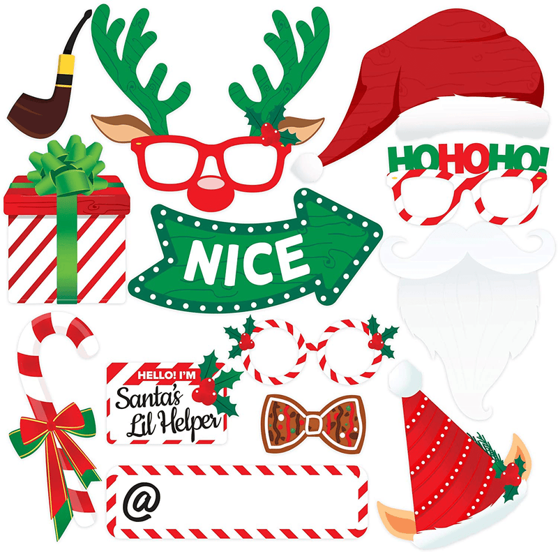Christmas Photo Booth Props 38pc - Artist Rendered Christmas Games for Party Supplies - Picture Backdrop Decorations Set Favors - Games For Kids & Adults - Holiday Photo Booth Selfie Props Photography Home & Garden > Decor > Seasonal & Holiday Decorations& Garden > Decor > Seasonal & Holiday Decorations Joyousa   