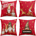 Christmas Pillow Covers 18x18 Inches, Gnome Throw Pillow Covers for Farmhouse Christmas Decor, Decorative Pillow Covers for Sofa Couch Bed Living Room Xmas Decorations, Set of 4 Home & Garden > Decor > Seasonal & Holiday Decorations& Garden > Decor > Seasonal & Holiday Decorations Crelity Red  