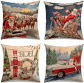 Christmas Pillow Covers 18x18 Inches, Gnome Throw Pillow Covers for Farmhouse Christmas Decor, Decorative Pillow Covers for Sofa Couch Bed Living Room Xmas Decorations, Set of 4 Home & Garden > Decor > Seasonal & Holiday Decorations& Garden > Decor > Seasonal & Holiday Decorations Crelity Blue  
