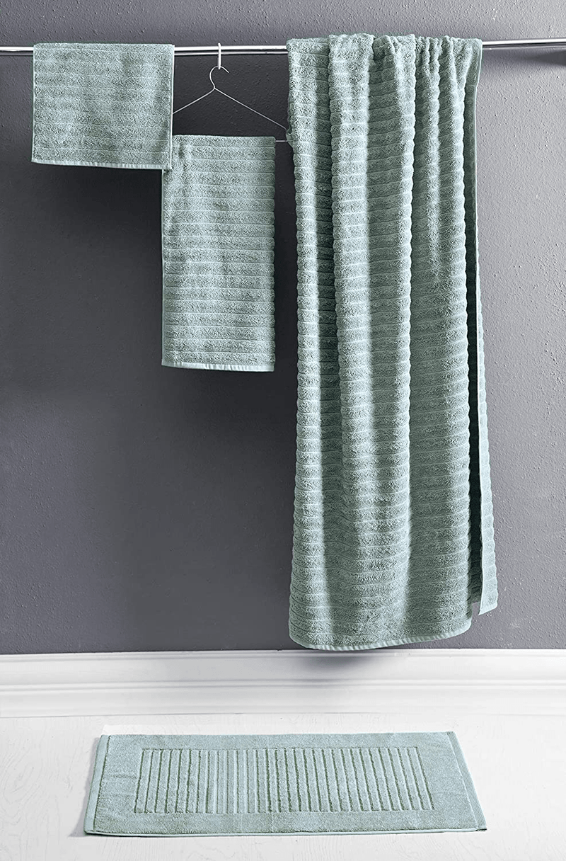 Classic Turkish Towels Luxury Ribbed Bath Towels - Soft Thick Jacquard Woven 2 Piece Bath Set Made with 100% Turkish Cotton (Spa Blue, 27x54 Bath Towels)