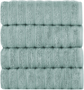 Classic Turkish Towels Luxury Ribbed Bath Towels - Soft Thick Jacquard Woven 2 Piece Bath Set Made with 100% Turkish Cotton (Spa Blue, 27x54 Bath Towels) Home & Garden > Linens & Bedding > Towels Classic Turkish Towels Spa Green 4-Piece Hand Towel Set 20x32” 