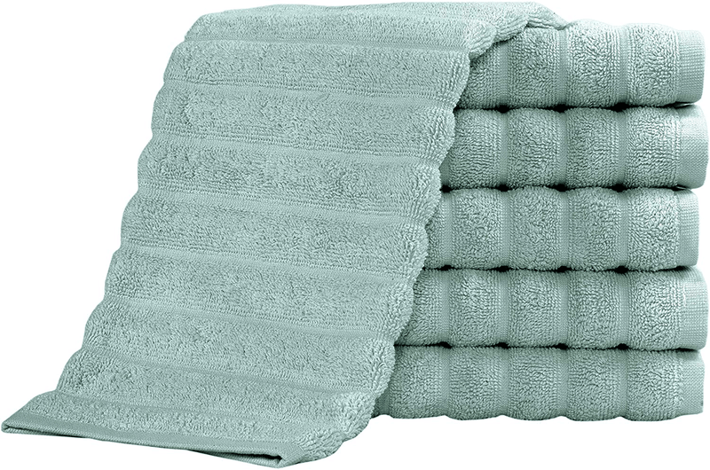 Classic Turkish Towels Luxury Ribbed Bath Towels - Soft Thick Jacquard Woven 2 Piece Bath Set Made with 100% Turkish Cotton (Spa Blue, 27x54 Bath Towels) Home & Garden > Linens & Bedding > Towels Classic Turkish Towels Spa Green 6-Piece Washcloth Set 
