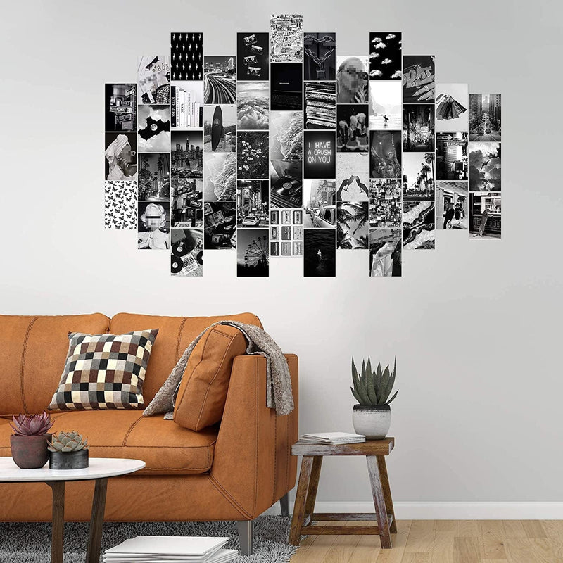 CY2SIDE 50PCS Black White Aesthetic Picture for Wall Collage, 50 Set 4X6 Inch, Chic Collage Print Kit, Room Decor for Girls, Vintage Wall Art Prints for Room, Dorm Photo Display, VSCO Posters for Bar Home & Garden > Decor > Artwork > Posters, Prints, & Visual Artwork CY2SIDE   