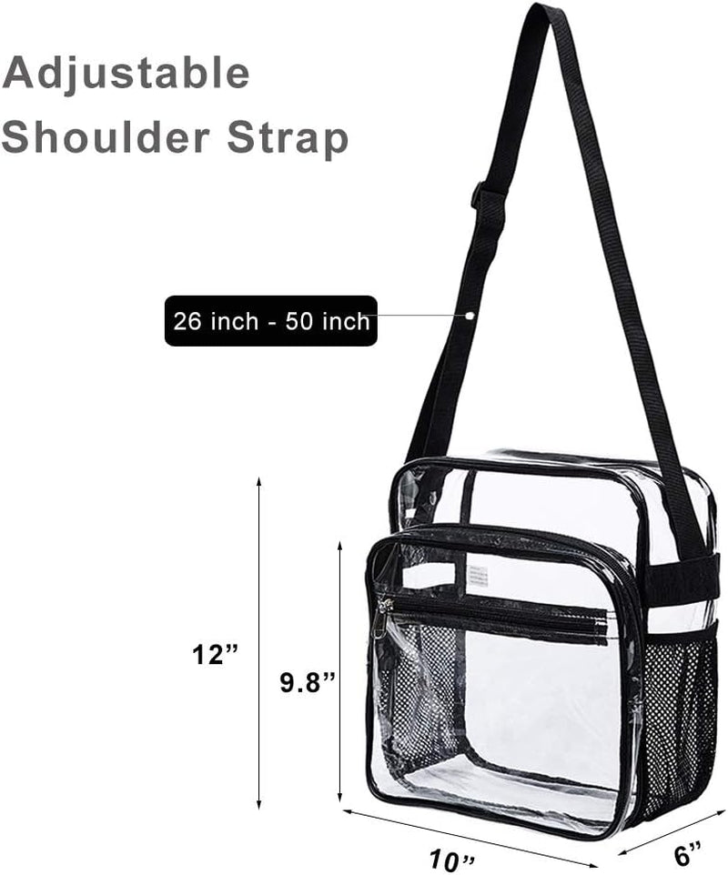 Clear Bag Stadium Approved, Clear Crossbody Messenger Shoulder Bag with Adjustable Strap for Concerts, Sports Events