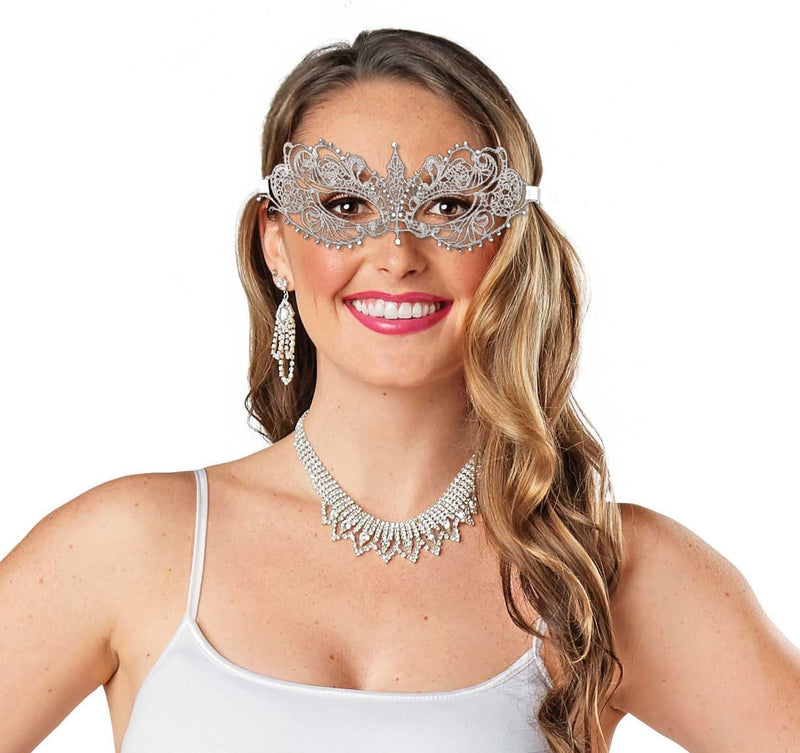 Alvogimor Women Lace Masquerade Mask, Costume Mask with Shiny Gemstone Decor for Halloween,Christmas Proms, Mardi Gras