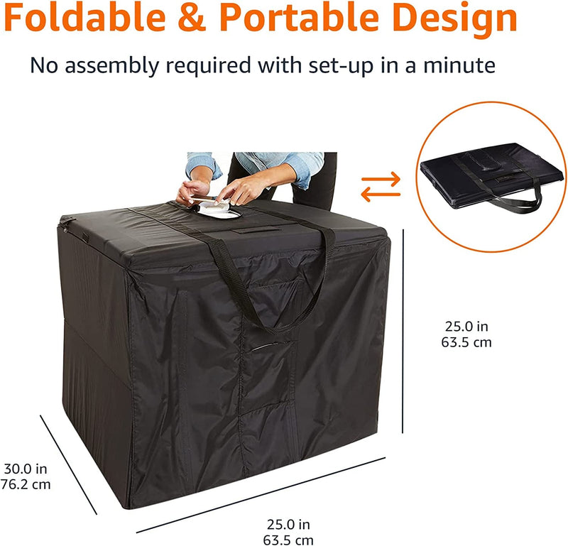 Amazon Basics Portable Foldable Photo Studio Box with LED Light, 1 Count (Pack of 1), Black, 25 X 30 X 25 Inches