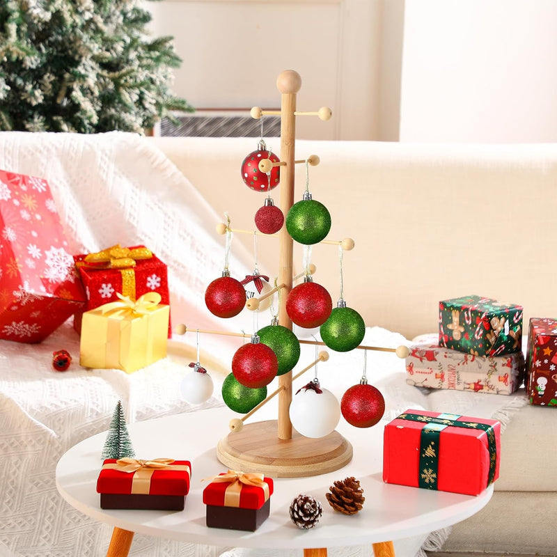 Christmas Tree Ornament Stand Holder with Arms Wooden Christmas Ornament Hanger Pretzel Sausage Rack for Counter Top Ornament Display Desktop Christmas Tree Xmas Holiday Party(17.72 In)