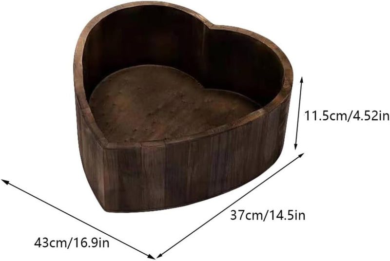 Abaodam 1Pc Heart Shaped Baby Wooden Photography Newborn Studio Posing Box Photo Shoot Prop（Deep Coffee ）