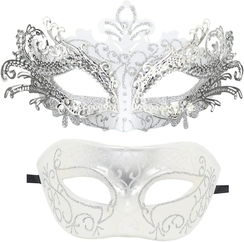 Awlsyj Couples Masquerade Mask Metal Roman Venetian Halloween Mardi Gras Costumes Party Ball Prom Mask