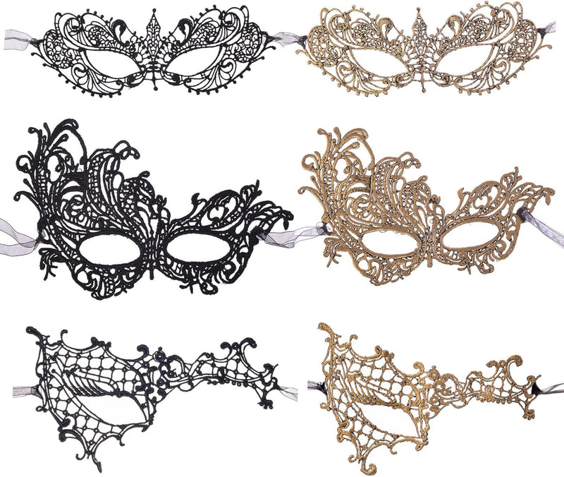 6 Pieces Women Masquerade Mask,Classic Venetian Mask Half Face Mask for Ball Party/Halloween/Mardi Gras