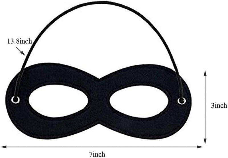 2Pcs Black Superhero Felt Eye Masks Halloween Dress up Masks Cosplay Half Masks with Elastic Rope