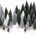 30Pcs Mini Christmas Trees Artificial Christmas Tree Bottle Brush Trees with Wooden Base for Christmas Decor Christmas Party Home Table Craft Decorations(Green+Silver+White)