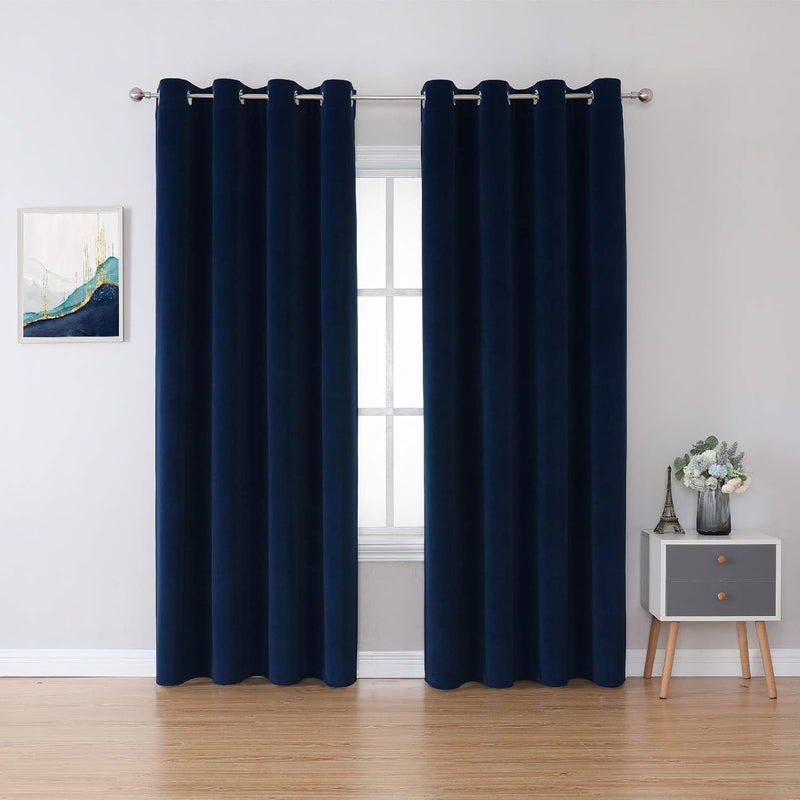 99% Blackout Curtains & Drapes Panels 84 Inches Darkening Curtains - Thermal Insulated Curtain for Bedroom-Black 84 Inches Long Grommet Window Curtain 2 Panels Set, W 52" X L 84"