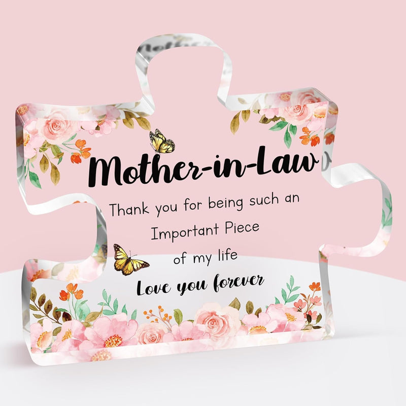 Gifts for Mom - Delicate Mom Birthday Gifts from Daughter Son - Engraved Acrylic Block Puzzle Piece 3.9 X 3.3 Inch - Mothers Day Birthday Christmas Gifts for Mom, Ideas