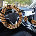 Fuzzy Steering Wheel Cover for Women Girls, Accmor Universal Fit Fur Car Wheel Cover & Handbrake Cover & Gear Shift Cover Set, Leopard Winter Warm Fluffy Vehicle Wheel Protector for Auto, SUV