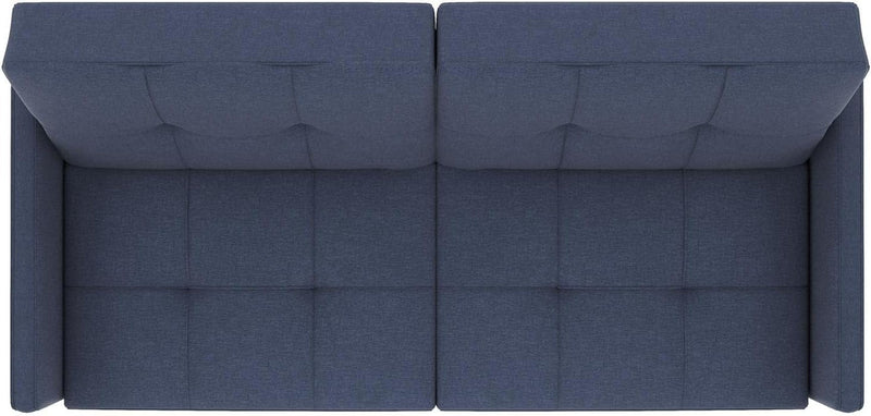 DHP Andora Coil Futon Sofa Bed Couch with Mid Century Modern Design - Navy Blue Linen