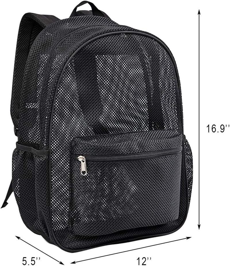 COVAX Heavy Duty Mesh Backpack, See through College Backpack with Padded Shoulder Straps for Swimming, Outdoor Sports