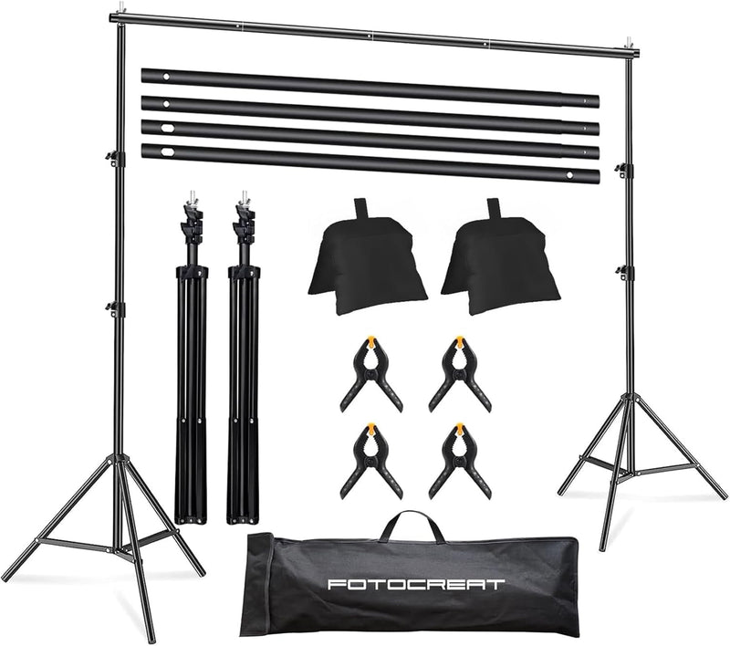 Backdrop Stand Kit 10X6.5Ft Adjustable Photography Photo Studio Background Support System with Carry Bag And,4 Backdrop Clip for Photoshoot,Parties,Wedding,Birthday,Baby Photo Shoot