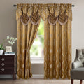 Elegant Comfort Luxurious Beautiful Curtain Panel Set with Attached Valance and Backing 54" X 84 Inch (Set of 2), Beige