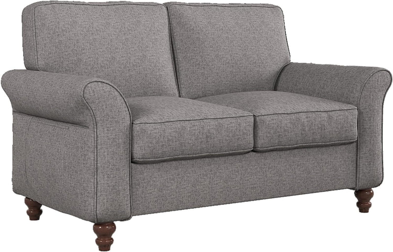 ANJ 57" Comfy Loveseat Sofa, 2 Seater Small Sofa Couch with Tapered Wood Legs, Overstuffed Couch Home Sofa for Living Room, Easy to Install