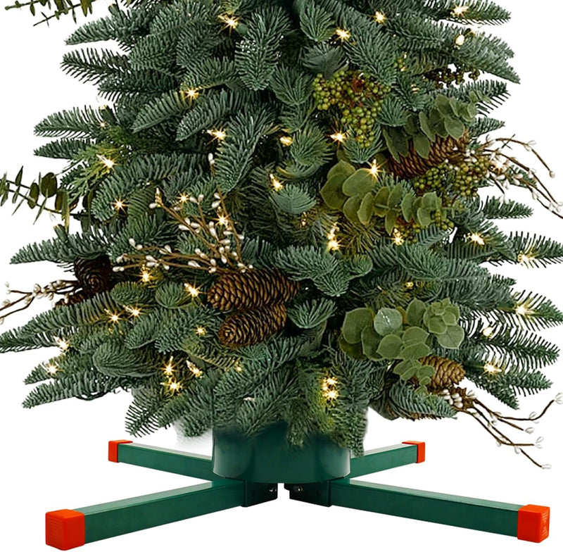 Christmas Tree Stand Base, Welded Steel Christmas Tree Stand, Christmas Tree Stand for Real Trees, Can Accommodate Live Trees 8 Feet Long, Green