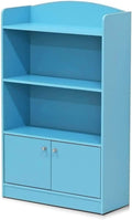 FURINNO Lova Bookshelf with Storage Cabinet, 9.49D X 23.82W X 42.28H In, Light Blue