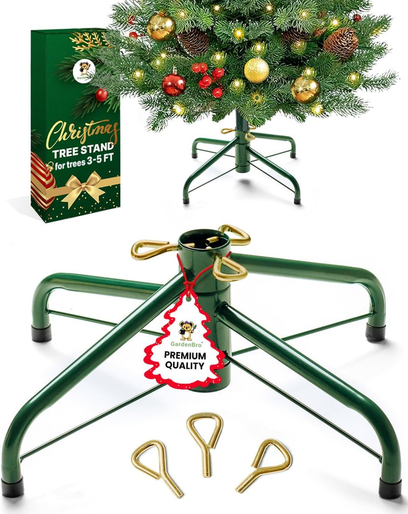 Artificial Christmas Tree Stand Replacement for Trees up to 5 Feet Tall - Foldable Metal Christmas Tree Stand Artificial Tree Base 18-Inch Diameter - Securely Fits 0.5-1.35 Inch Poles [Green,18"/45Cm]