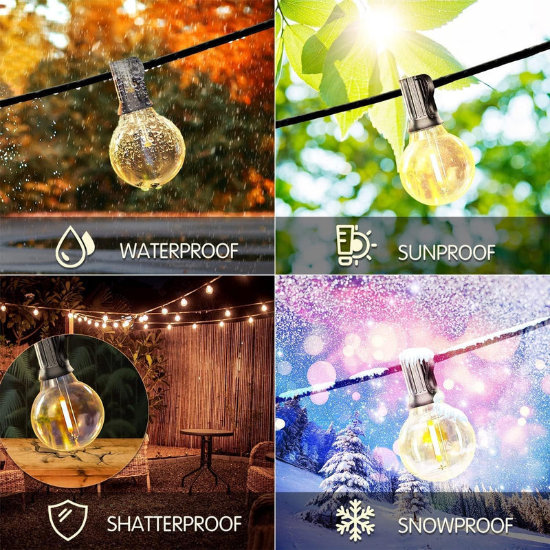 DAYBETTER 200FT Outdoor String Lights Waterproof, G40 Globe Led Patio Luces with Edison Vintage Bulbs, Connectable Outdoor Decor for Yard Porch Bistro