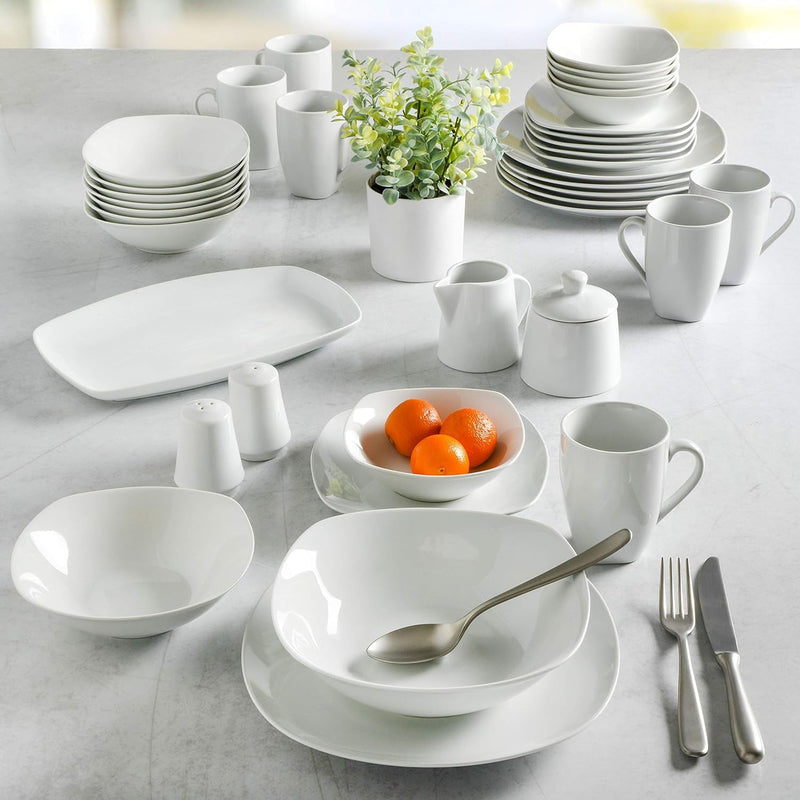 Gibson Home Classic Pearl 39 Piece Porcelain Whiteware Dinnerware Set