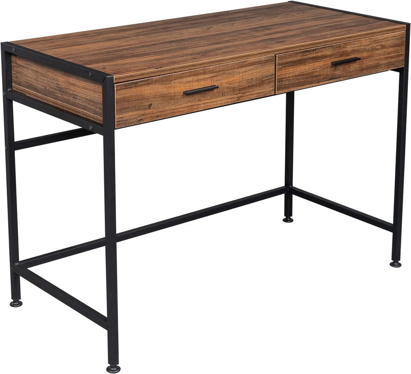 Computer Desk Office Desk with Drawers, Writing Desk, Work Desk for Home Office/Bedroom, Rustic Brown (Style 1)