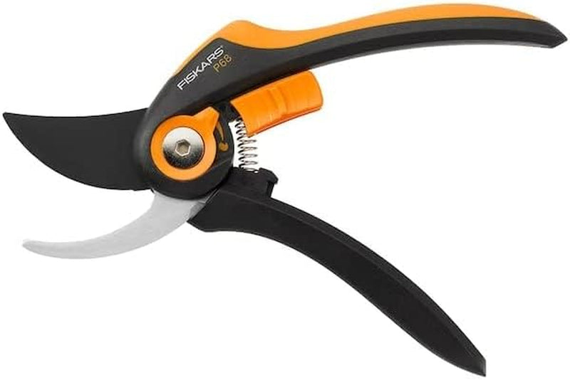 Fiskars Smartfit Pruner Bypass P68, Cutting Diameter Adjustable up to 5/8" Cut, Steel Blades with Non-Stick Coating/Fiberglass Reinforced Plastic Handles, Length:8 Inches, Black/Orange, 391171-4001