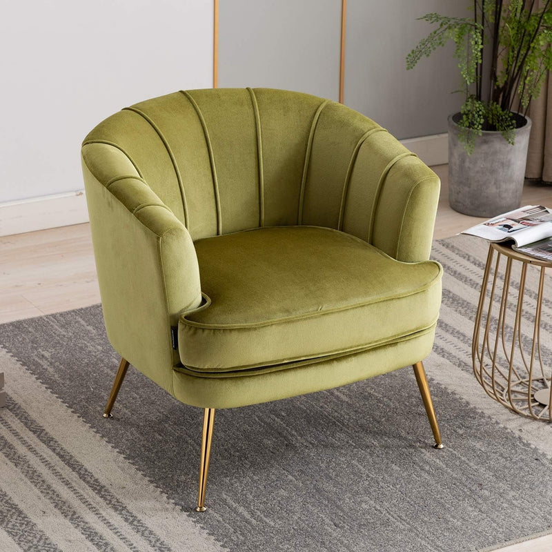 Artechworks Contemporary Velvet Loveseat Chair with Gold-Finished Metal Legs, 2-Seat Sofa for Living Room, Bedroom, Home Office, Grass Green