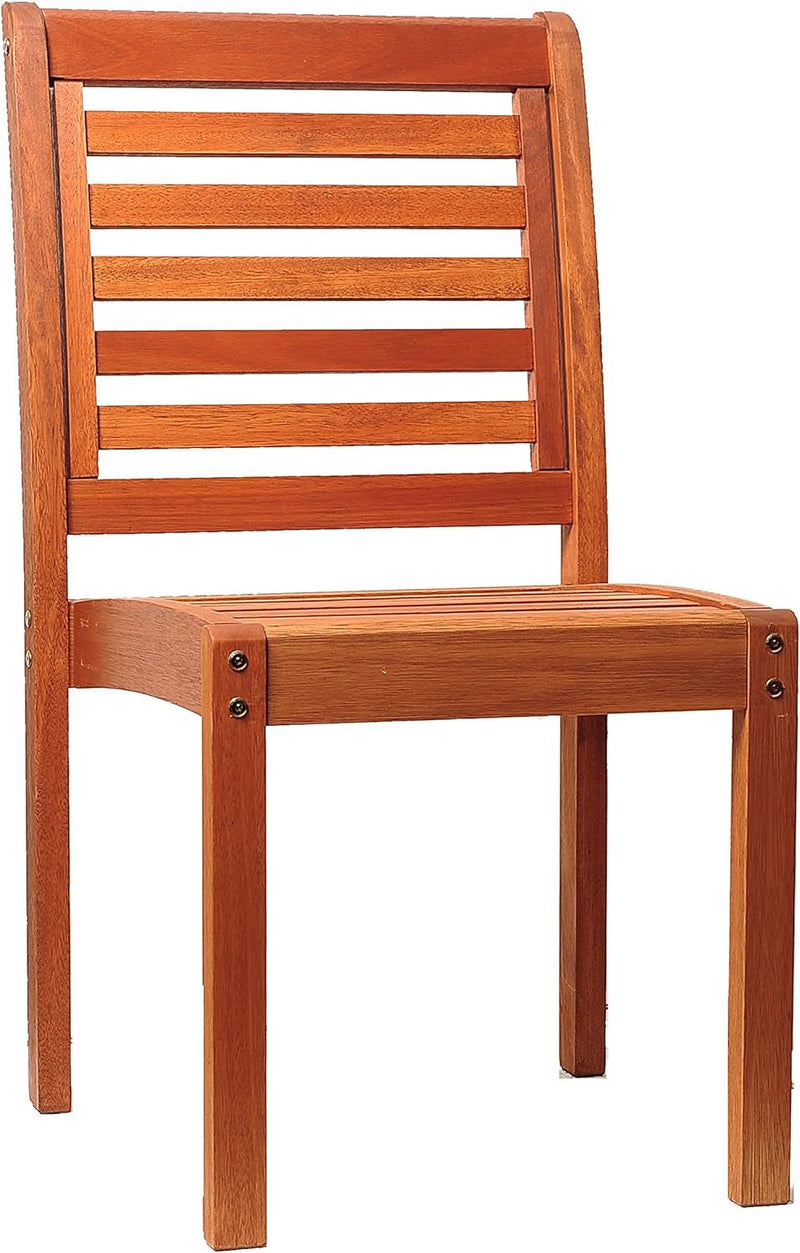 Amazonia Leeds 2-Piece Stackable Side Chair | Eucalyptus Wood | Ideal for Outdoors and Indoors