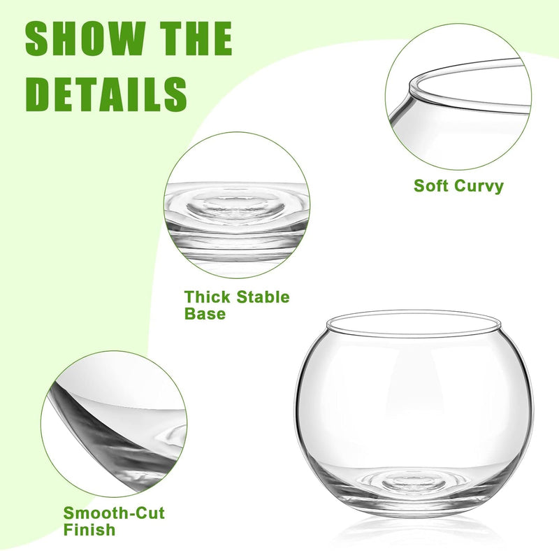 12 Pcs Fish Bowl Vase Glass Bubble Bowl Globe Glass Bowl Clear Bubble Vase round Terrarium Goldfish Bowl Globe Flower Vase Centerpiece for Weddings Events Arrangements Office Home, 3.3X2.8X3.5 Inch