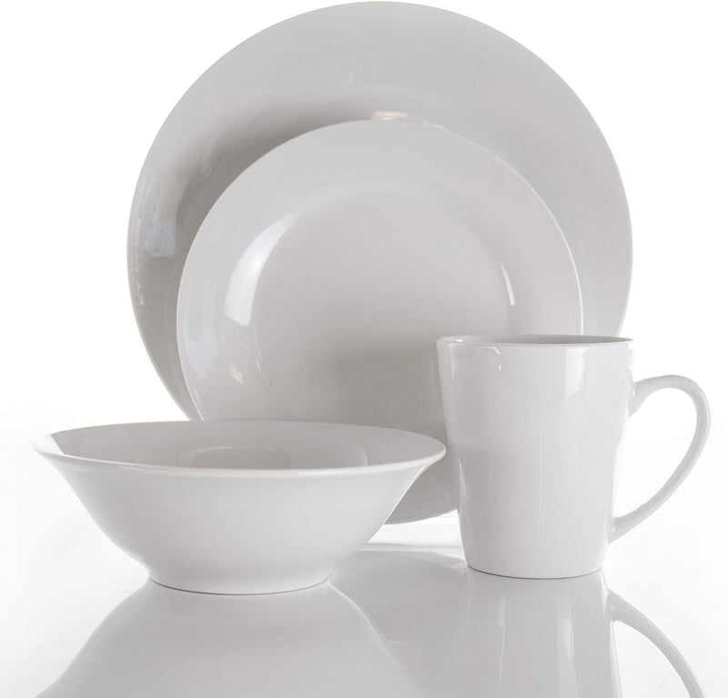 Elama Service for Four 16 Piece Porcelain Dinnerware Set, White-Round 1